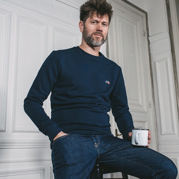 La Gentle Factory | Sweat Basile Broderie Vélo - Bleu Marine