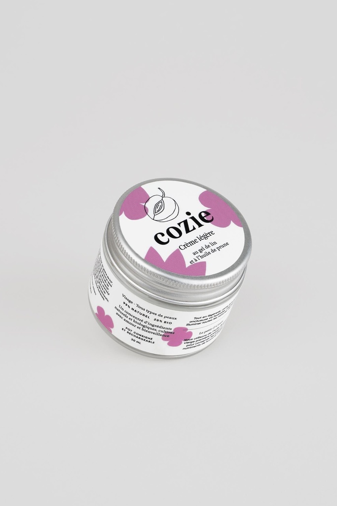 Cozie | Crème légère visage - au gel de lin et huile de prune - certifiée