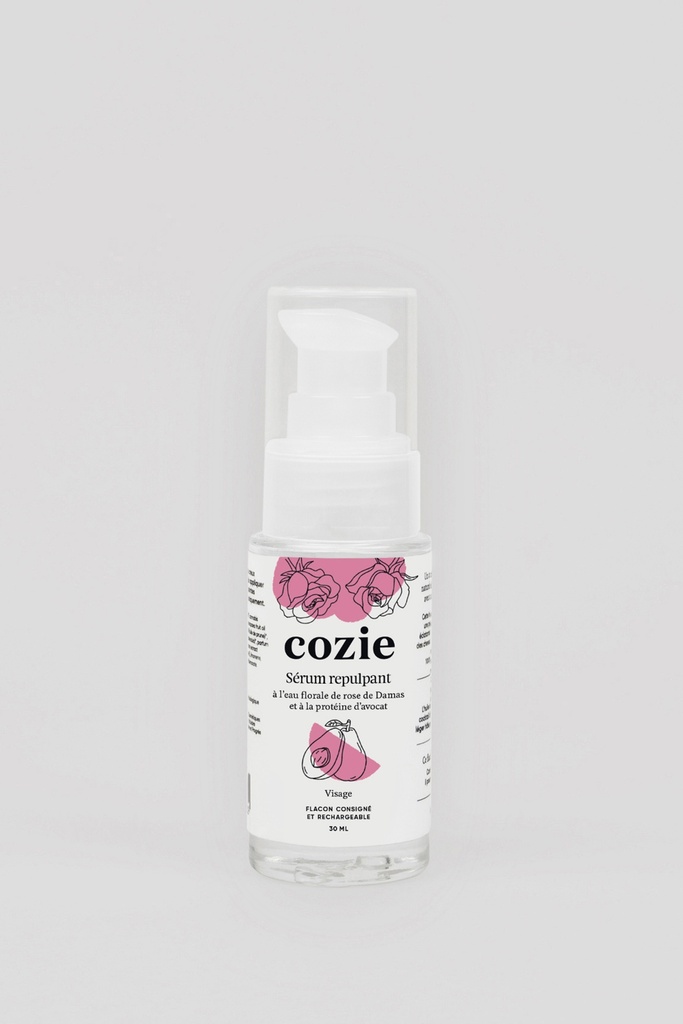 Cozie | Sérum repulpant - à l'eau florale de rose de Damas et à la protéine d'avocat