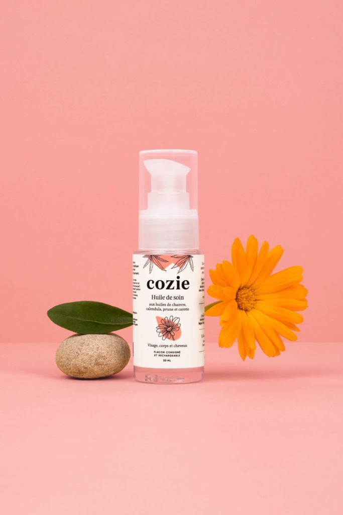 Cozie |  Huile de soin - au chanvre, calendula, prune et carotte - certifiée