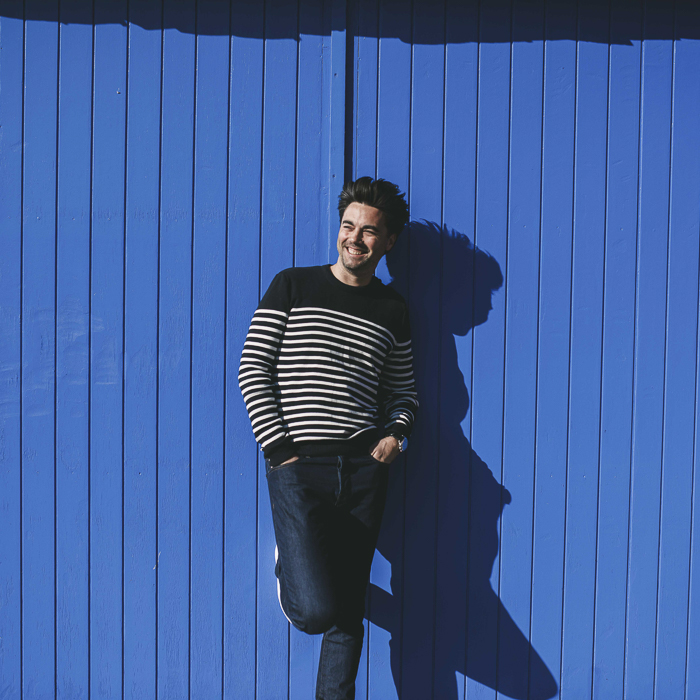 La Gentle Factory | Benjamin pull à boutons - Bleu Marine Rayé