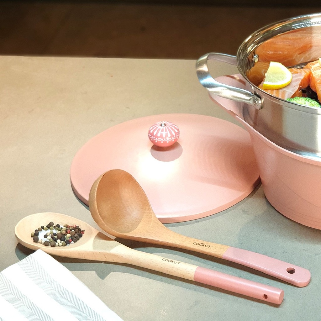 Cookut | Ustensiles Cuillère et Louche en bois - Rose
