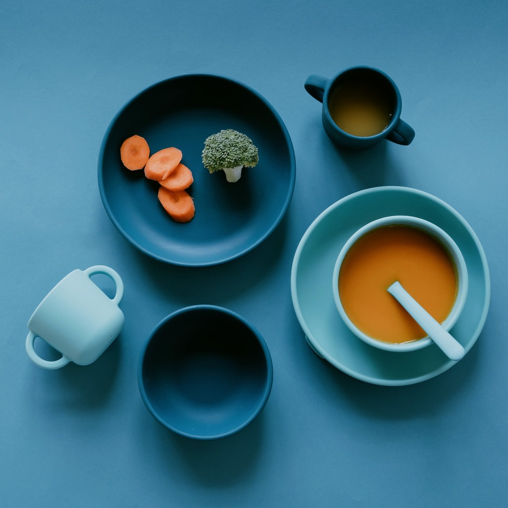 Ekobo | Set de 2 assiettes ventouse en silicone - Blue Abyss / Lagoon 