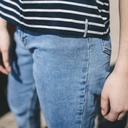 La Gentle Factory | Benjamin pull à boutons - Bleu Marine Rayé
