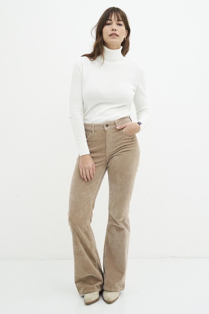 Kuyichi | Pantalon Lisette Flare - Corduroy Sand