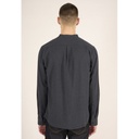 Knowledge Cotton Apparel | Melangé flannel stand collar custom fit shirt -  Total Eclipse