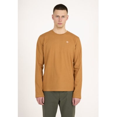 Knowledge Cotton Apparel | T-shirt Badge Long Sleeve - Brown Sugar