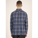 Knowledge Cotton Apparel | Big checked flannel relaxed fit shirt - Estate Blue