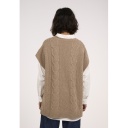 Knowledge Cotton Apparel | Oversize cable knit vest - Kelp