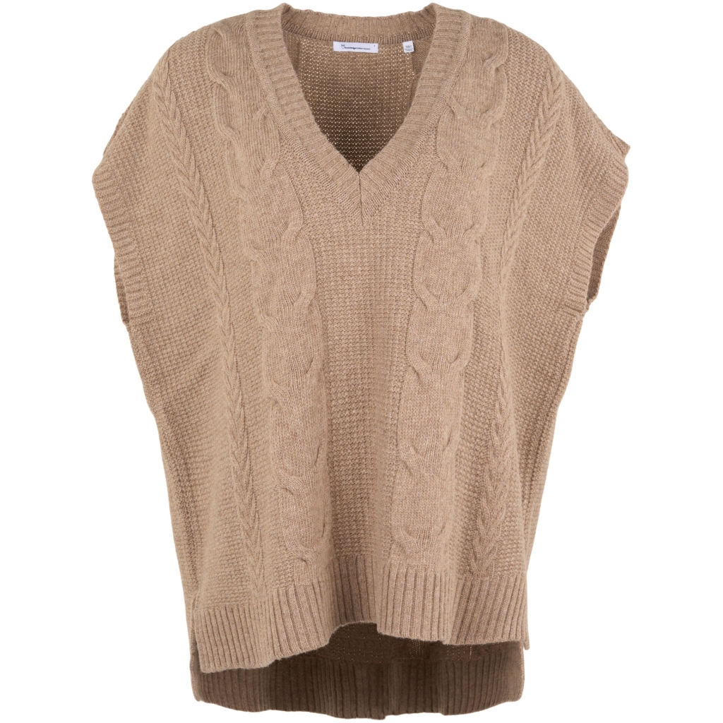 Knowledge Cotton Apparel | Oversize cable knit vest - Kelp