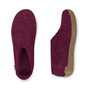 Glerups | Chaussons Laine Semelle cuir  - Cranberry