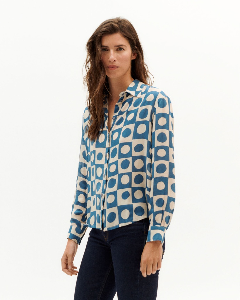 Thinking Mu | Blouse Kati - Blue Big Spots