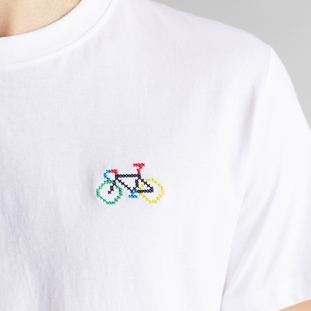 Dedicated | T-shirt Stockholm Stitch Bike World Champ - White 