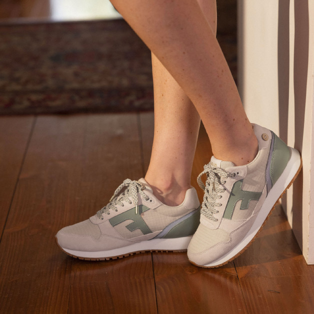 FAGUO | Baskets Femme Elm Syn Woven Suede - Ecru