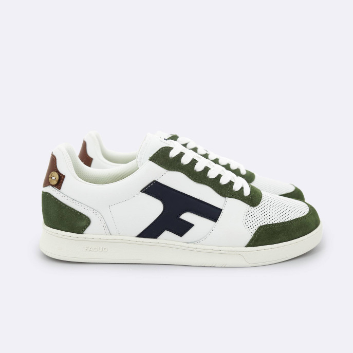 FAGUO | Baskets Homme Hazel Leather Suede - White Khaki
