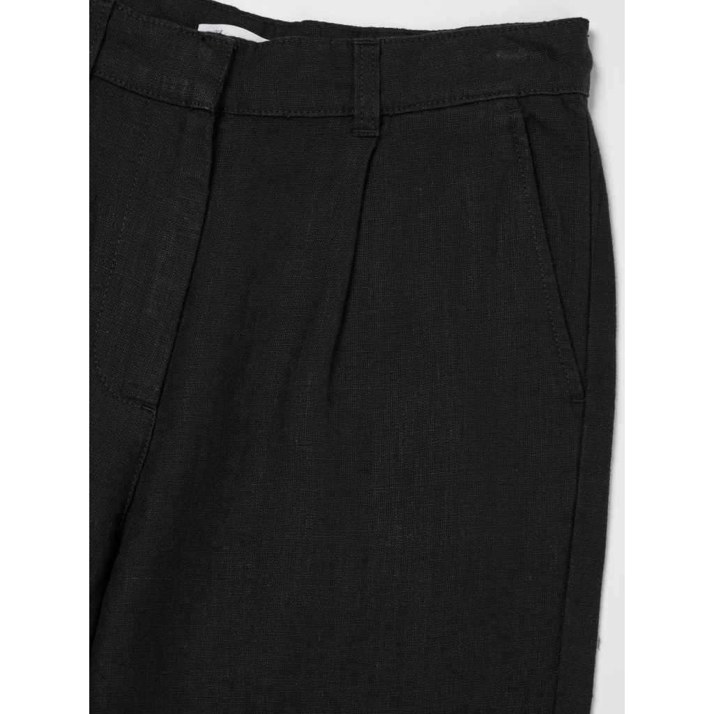 Knowledge Cotton Apparel | Pantalon loose en lin - Black Jet 
