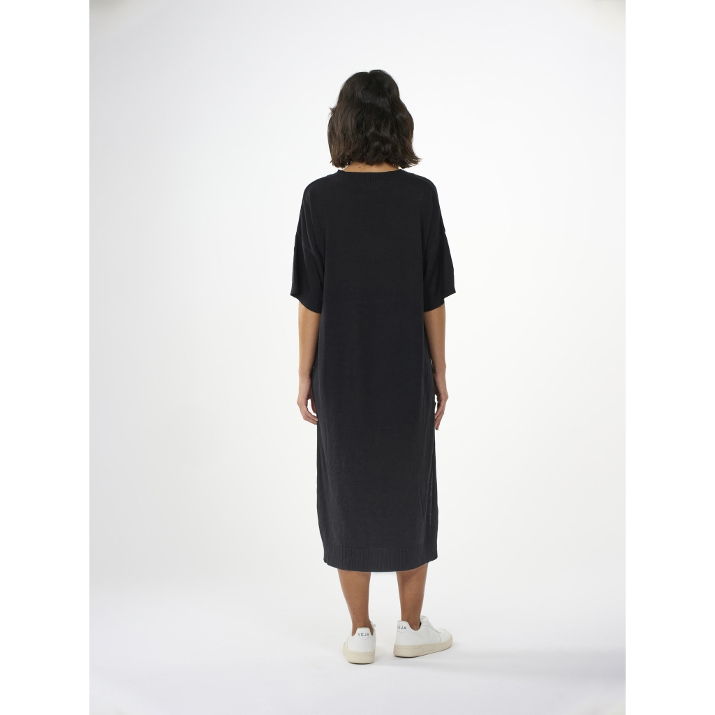 Knowledge Cotton Apparel | Robe col V - Black Jet