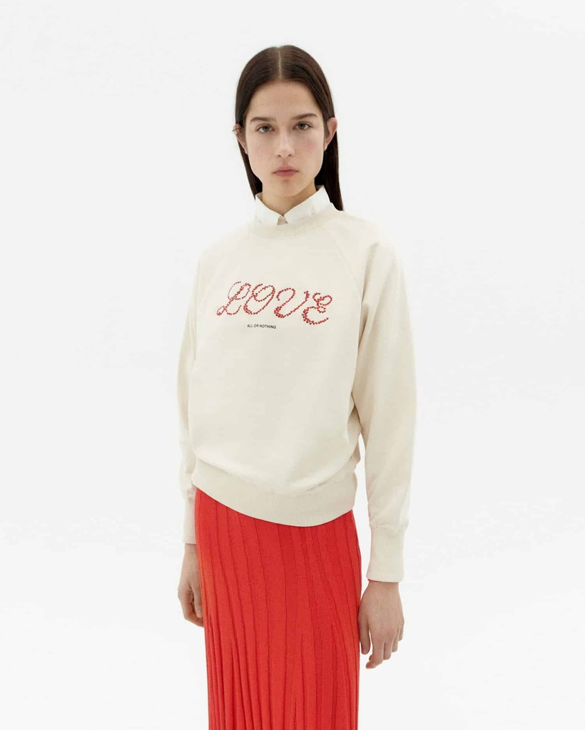 THINKING MU | Sweatshirt Bonne Love Heart - White