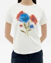 THINKING MU | BLURRY FLOWER IDA TEE - FEMME -WHITE
