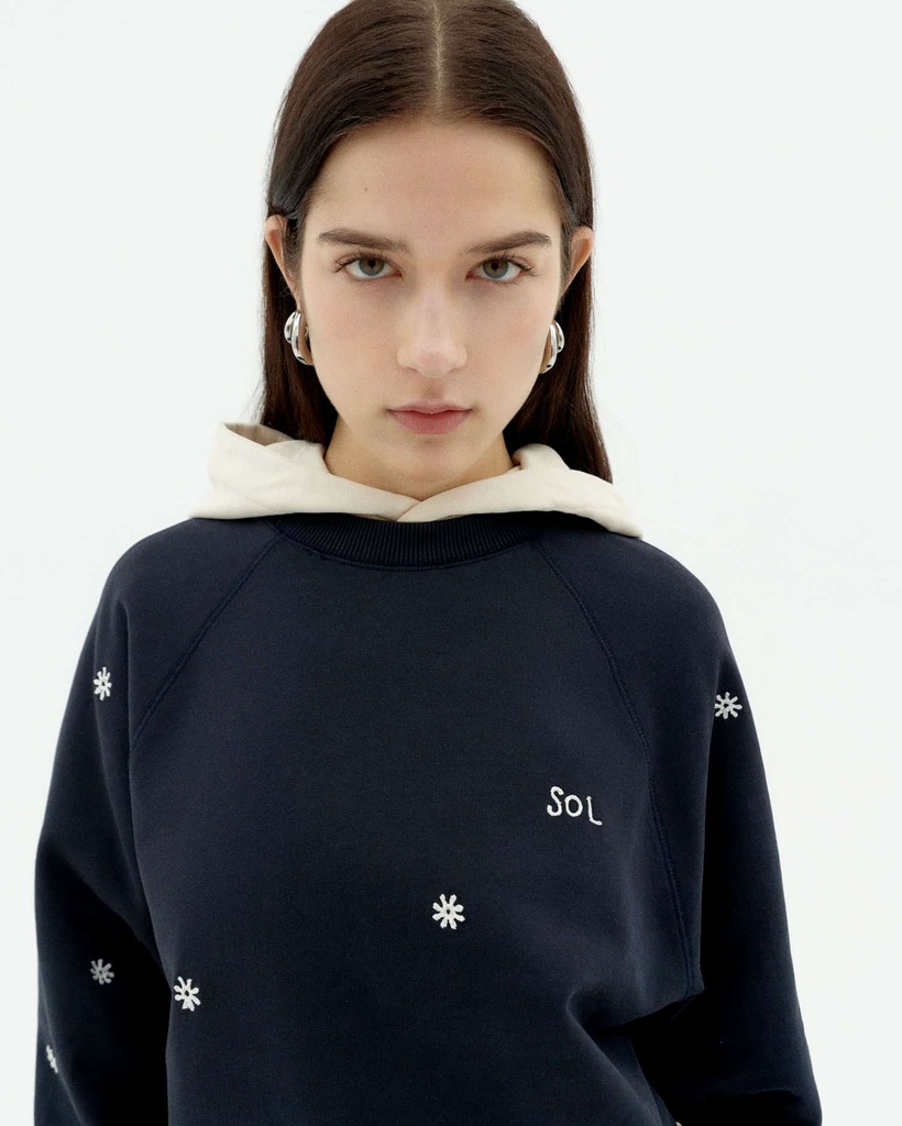 THINKING MU | SOLSOL NAVY BONNIE SWEATSHIRT - FEMME -BLUE
