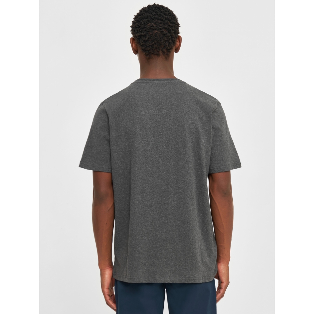 Knowledge Cotton Apparel | T-shirt Loke badge tee - Dark Grey Melange