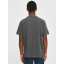 Knowledge Cotton Apparel | T-shirt Loke badge tee - Dark Grey Melange