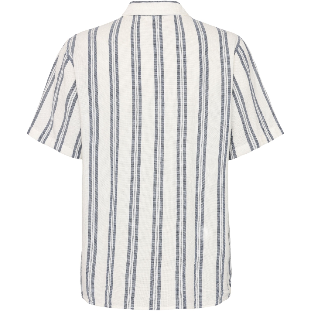 Knowledge Cotton Apparel | Chemise Box manches courtes - Blue Stripes