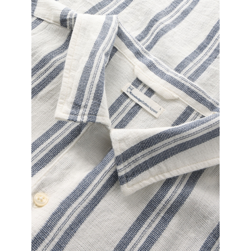 Knowledge Cotton Apparel | Chemise Box manches courtes - Blue Stripes