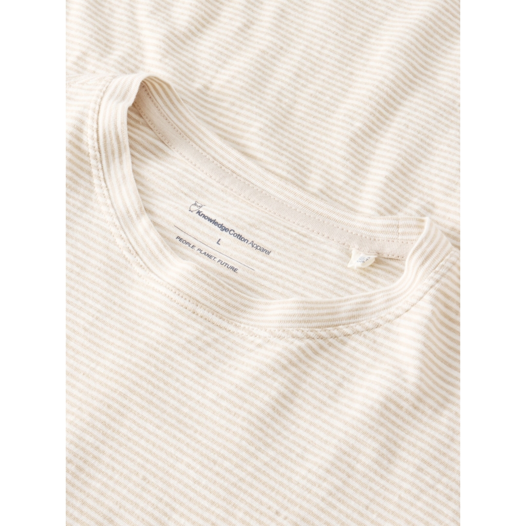 KNOWLEDGE | T-shirts Narrow striped slub - Creme Stripe
