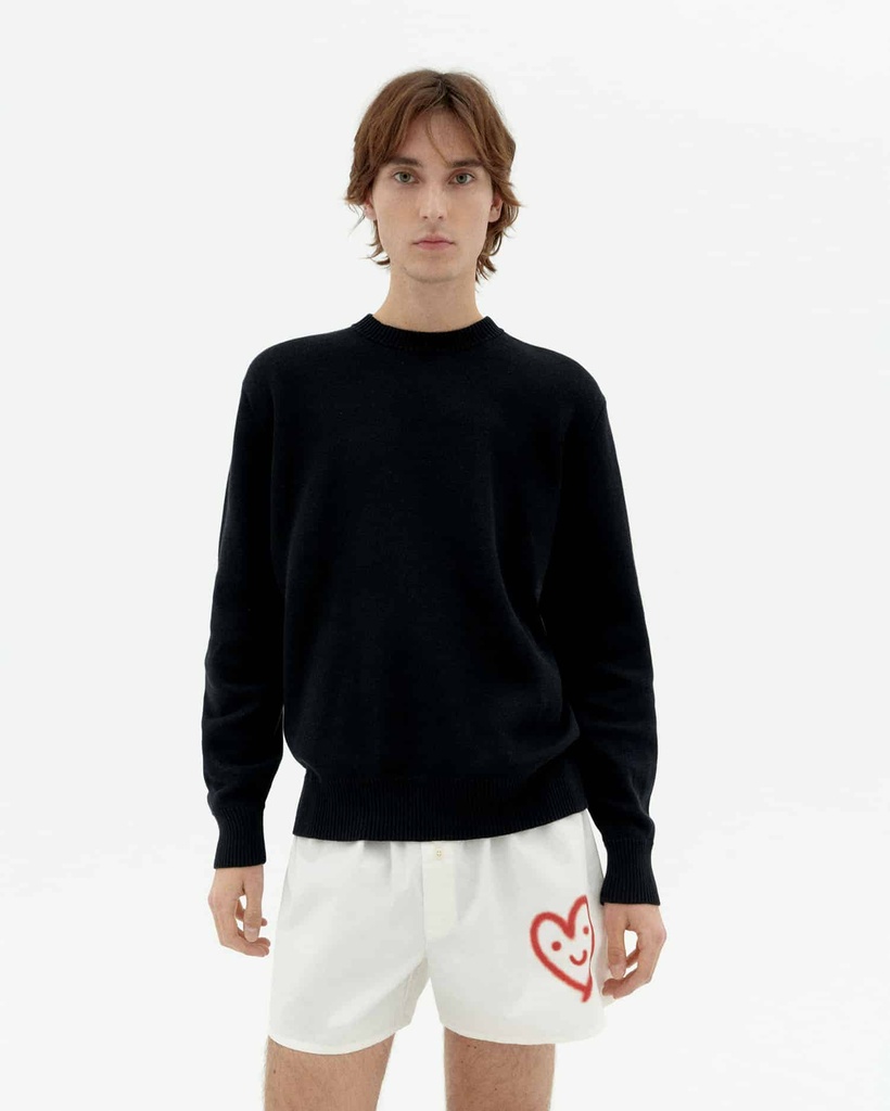THINKING MU | Pull en maille Khem coeur - Noir