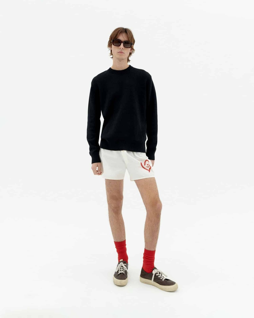 THINKING MU | Pull en maille Khem coeur - Noir