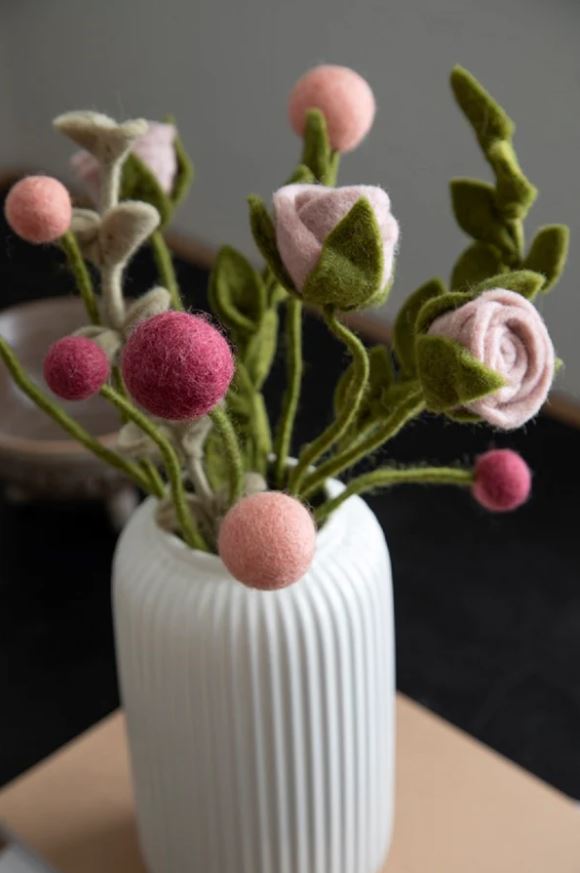 GRY &amp; SIF | Fleur en laine bouillie Rose - Dusty Red