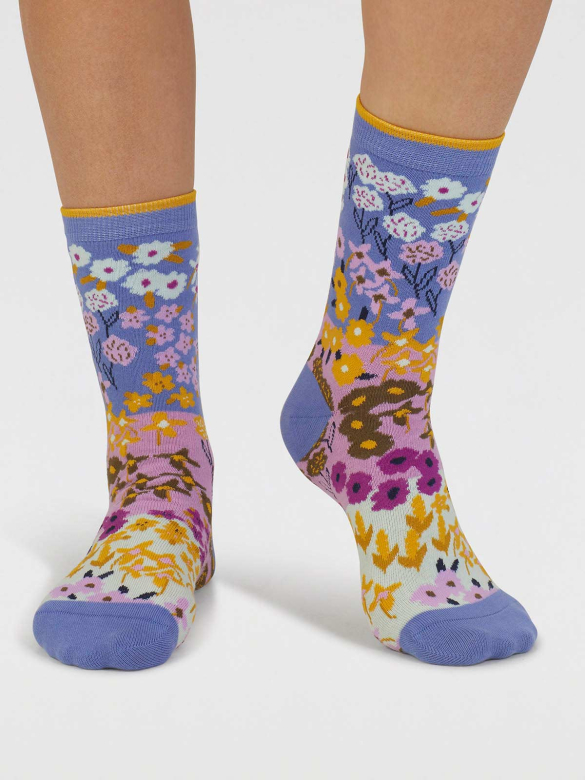 THOUGHT | Coffret chaussettes femme Floral - Blue/Navy/Pink/Light Blue