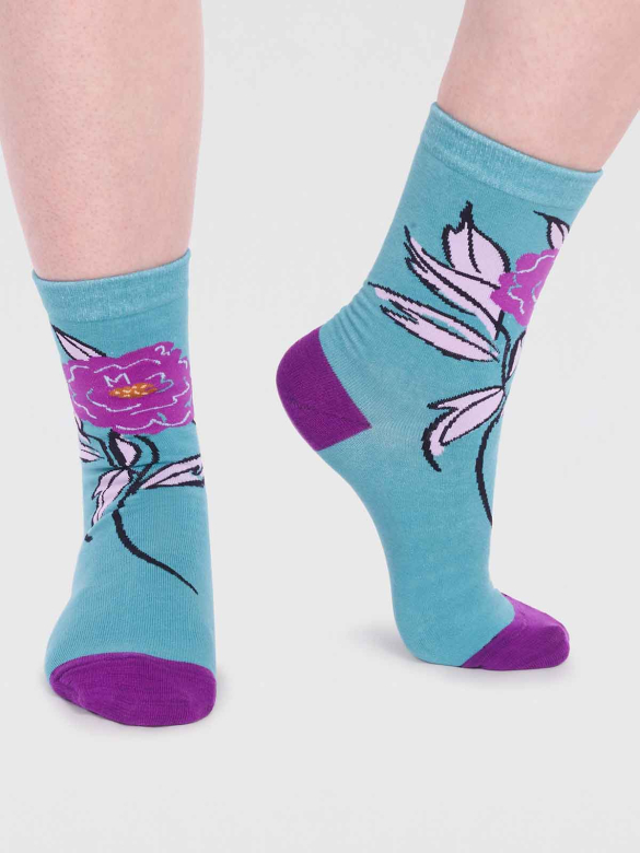 THOUGHT | Coffret chaussettes femme Flower &amp; Butterfly - Blue/Green/Purple/Grey