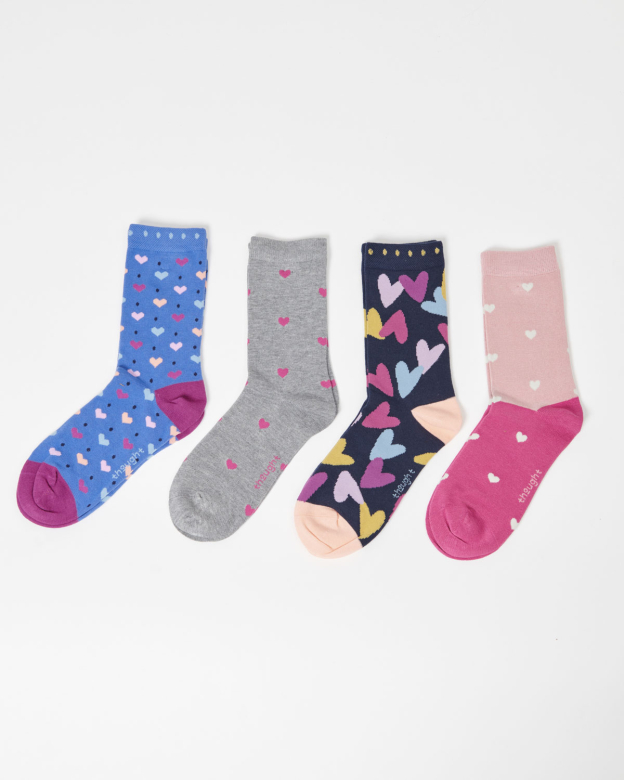 THOUGHT | Coffret chaussettes femme Heart - Pink/Navy/Grey Marl/Light Blue