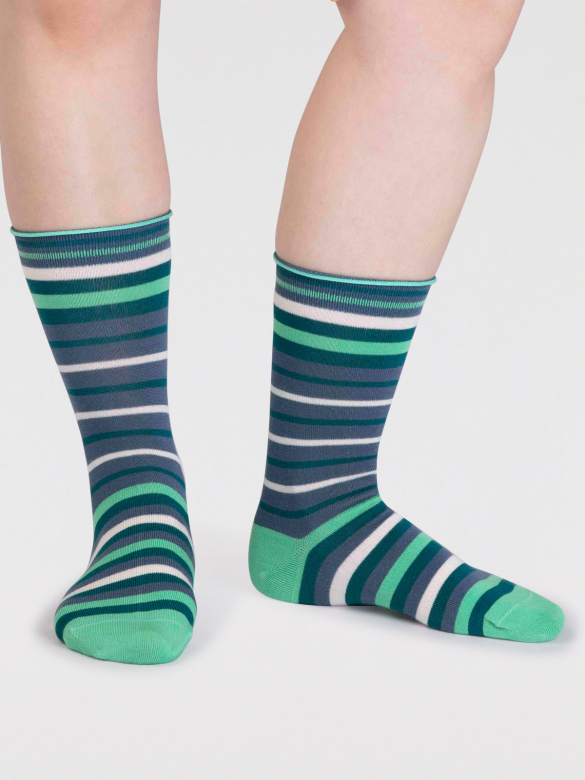 THOUGHT | Coffret chaussettes femme Bike &amp; Stripe - Blue/Grey Marl/Yellow/Green
