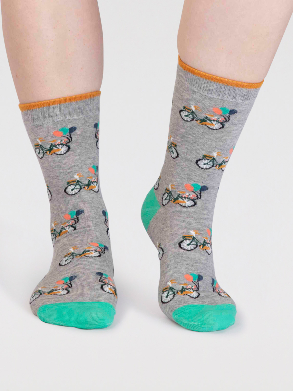 THOUGHT | Coffret chaussettes femme Bike &amp; Stripe - Blue/Grey Marl/Yellow/Green