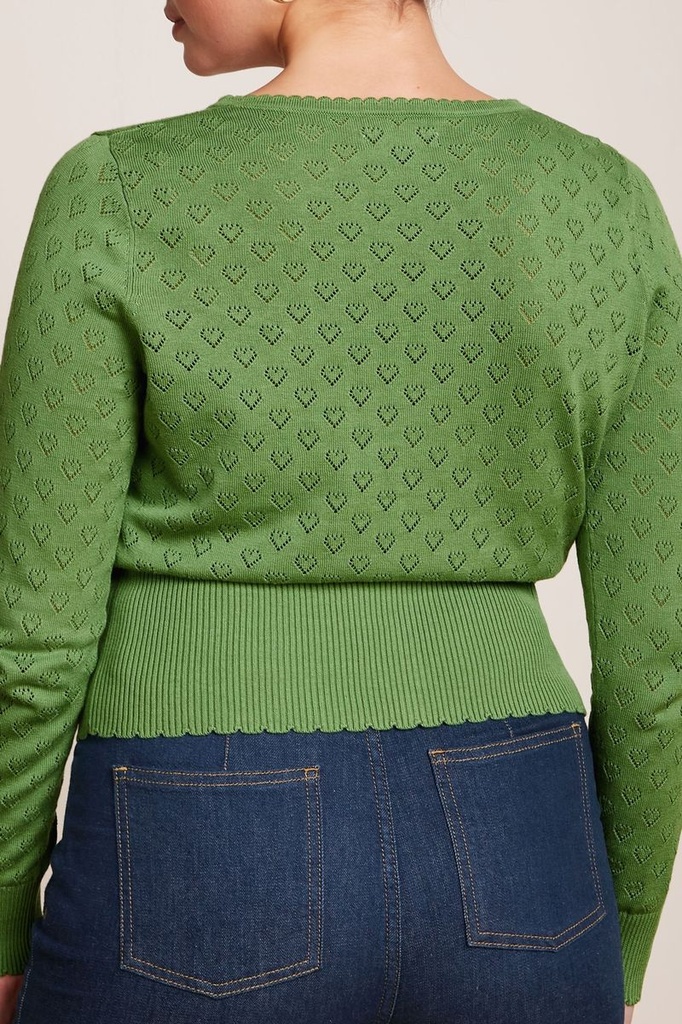 KING LOUIE | Gilet ajouré motif cœur - Jade green