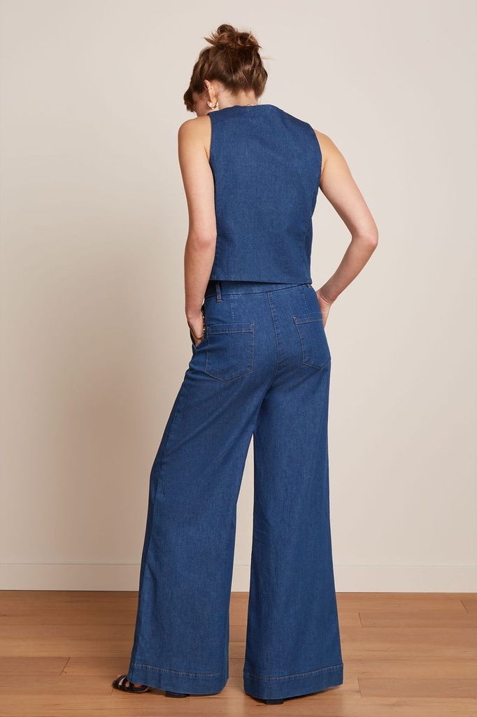 KING LOUIE | Pantalon Peppa Chambray Denim Blue