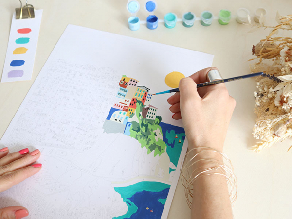 La Petite Epicerie | Coffret peinture au numéro - Cinque terre par Kenzie Elston