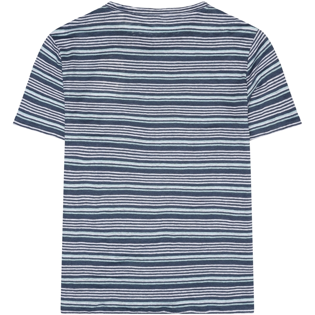 KNOWLEDGE | T-shirts en lin rayé - Blue stripe