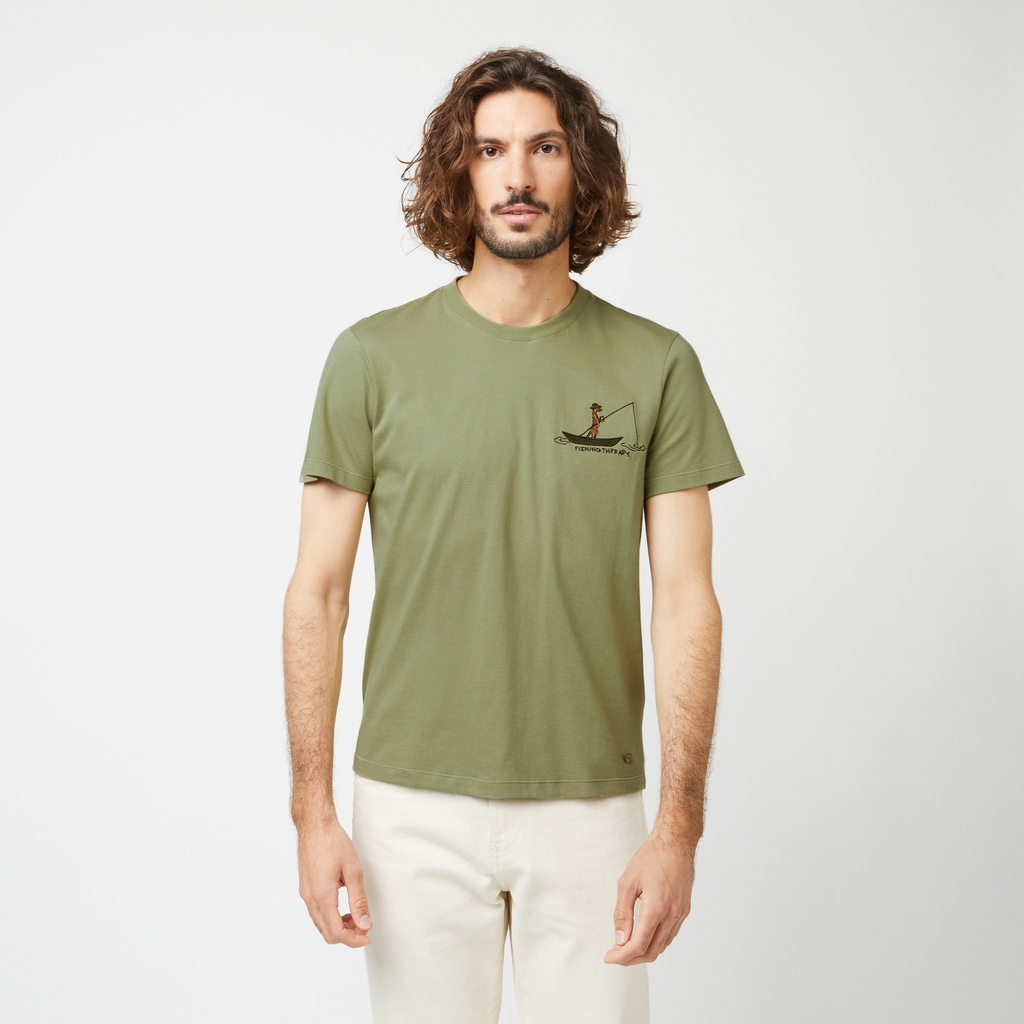 FAGUO | T-shirt Arcy en coton - Fishing Therapy Kaki