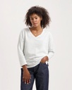 Kuyichi | T-shirt Yulia en coton bio et chanvre - Rayures Skyway off-white