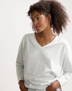 Kuyichi | T-shirt Yulia en coton bio et chanvre - Rayures Skyway off-white