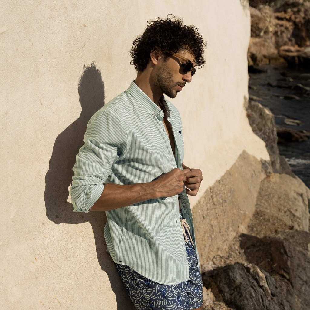 FAGUO | Chemise Ivoy en coton et lin - Green