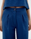 THINKING MU | Pantalon Manolita Cobalt Seersucker - Blue