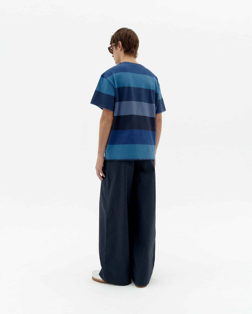 THINKING MU | T-shirt Aaron Waves Stripes - Blue