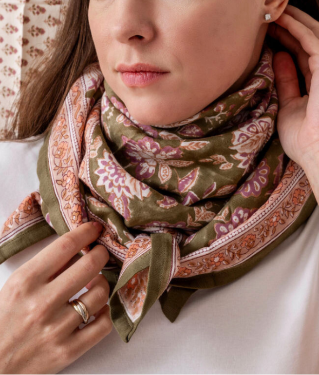Bindi Atelier |  Grand foulard Indien - Matira Verde