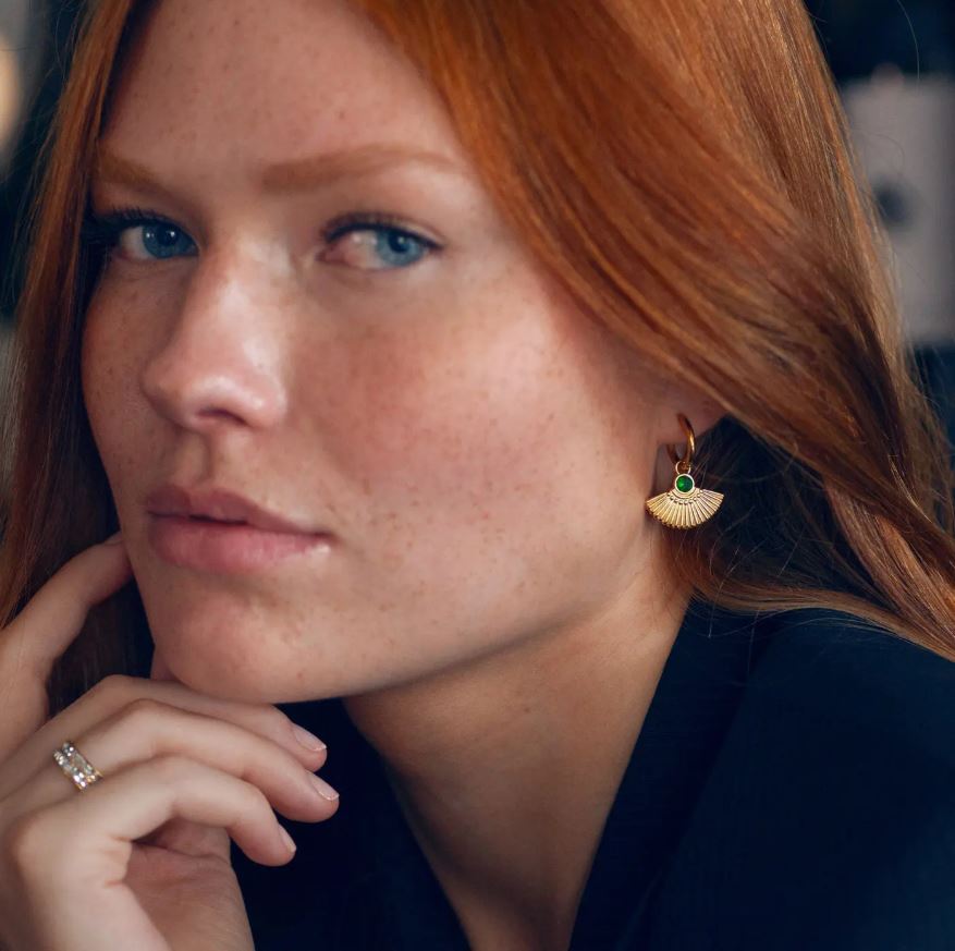 Timi | Boucles d'oreilles Adira - Eventails verts