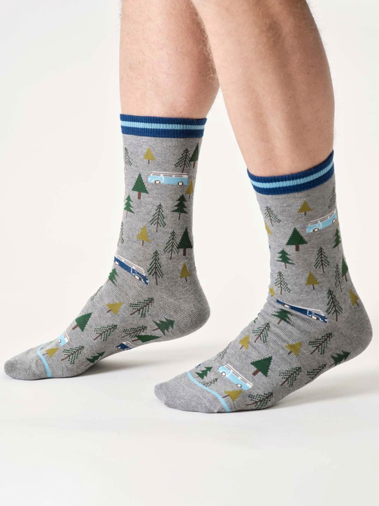 THOUGHT | Chaussettes - Mens Camper Van Organic Cotton Crew - Grey Marl